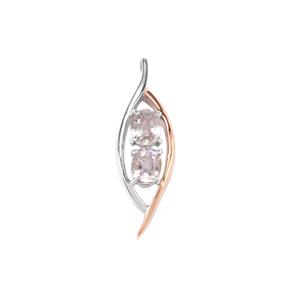 Burmese Multi-Color Spinel Pendant in Two Tone Rose Gold Plated Sterling Silver 1.22cts