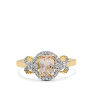 Rose Danburite & White Zircon 9K Gold Ring ATGW 1.15cts