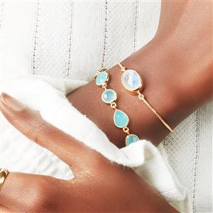Rainbow Moonstone Slider Bracelet in Gold Plated Sterling Silver 5cts