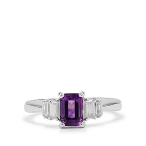 Moroccan Amethyst & White Zircon Sterling Silver Ring ATGW 1.50cts
