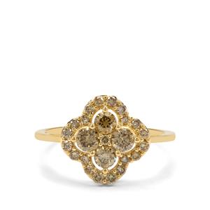 1ct Cape Champagne Diamonds 9K Gold Ring