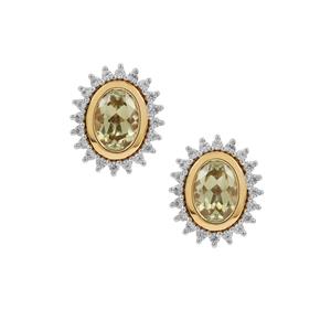 Csarite® & White Zircon 9K Gold Earrings ATGW 2.25cts