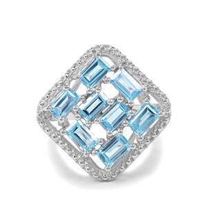  2.86ct Swiss Blue Topaz Sterling Silver Ring