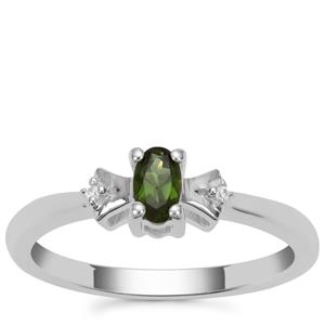Chrome Tourmaline Ring with White Zircon in Sterling Silver 0.22ct