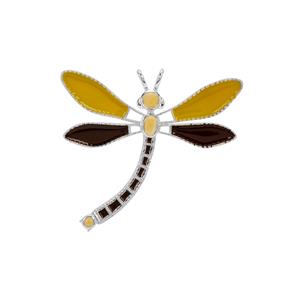 'Midsummer Night's Dream Dragonfly' 0.65ct Diamantina Citrine Sterling Silver Pendant 