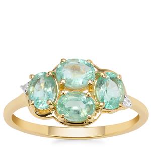 Siberian Emerald Ring with White Zircon in 9K Gold 1.40cts