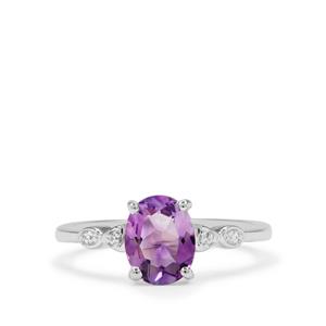 Moroccan Amethyst & White Zircon Sterling Silver Ring ATGW 1.70cts