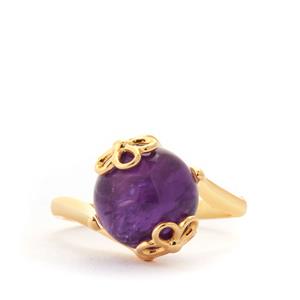 7.95cts Zambian Amethyst Gold Tone Sterling Silver Ring