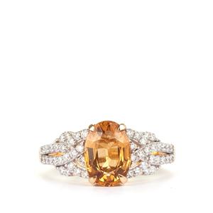 Malaya Garnet & Diamonds 18K Gold Ring MTGW 2.87cts