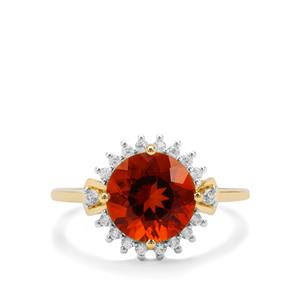 Madeira Citrine Ring with White Zircon in 9K Gold 2.55cts