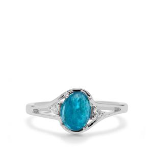 Neon Apatite & White Zircon Sterling Silver Ring ATGW 1.69cts
