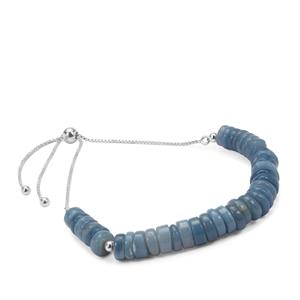 42cts Blue Opal Sterling Silver Slider Bracelet 