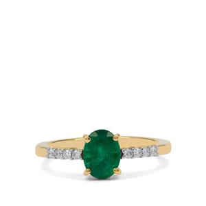 Ethiopian Emerald Ring with Diamond in 18K Gold 1.10cts