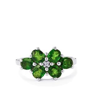 Chrome Diopside & White Topaz Sterling Silver Ring ATGW 2.35cts