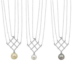 Cultured Pearl Sterling Silver Necklace (Choice of 3 Pearl Types)