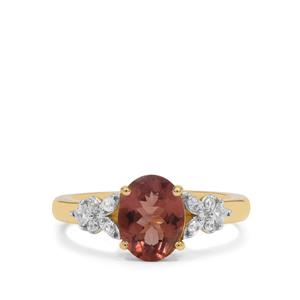 Rosé Apatite Ring with White Zircon in 9K Gold 2cts