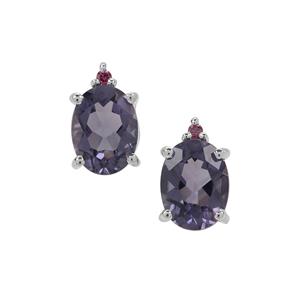 Blueberry Quartz & Purple Diamond Sterling Silver Earrings ATGW 2.30cts