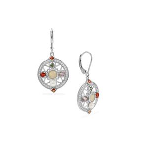  Kaori Cultured Pearl & Multi Gemstone Sterling Silver Earrings (4mm)