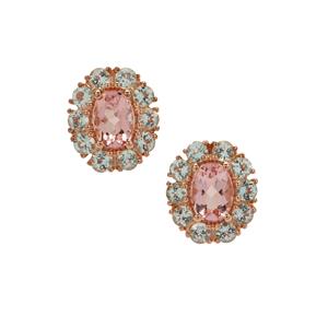 Aquaiba™ Beryl & Cherry Blossom™ Morganite 9K Rose Gold Tomas Rae Earrings ATGW 2.50cts