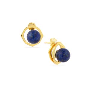 7cts Sar-i-Sang Lapis Lazuli Gold Tone Sterling Silver Earrings