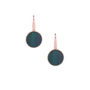 6cts Malachite Rose Gold Tone Sterling Silver Earrings