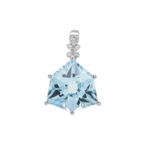 Wobito Alpine Cut Sky Blue Topaz Pendant with Diamond in 9K White Gold 5.75cts