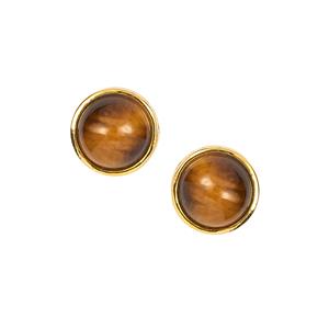 3.95ct Yellow Tiger's Eye Gold Tone Sterling Silver Earr