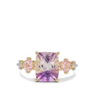 'The Hourglass of Boudi' Moroccan Amethyst, Pink Sapphire & White Zircon 9K Gold Ring ATGW 3.45cts