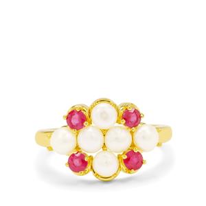 Kaori Cultured Pearl & Thai Ruby Regency Ring (4mm) 
