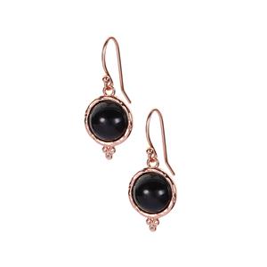 Black Onyx & White Topaz Rose Gold Tone Sterling Silver Earrings ATGW 6.06cts