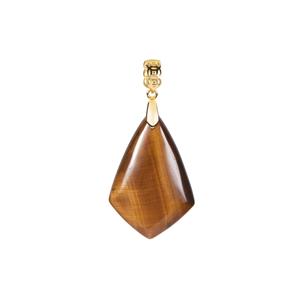 23.55ct Yellow Tiger's Eye Gold Tone Sterling Silver Pendant