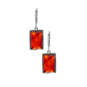 Baltic Cherry Amber Earrings in Sterling Silver