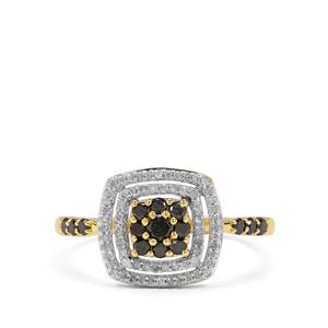 1/2ct Black, White Diamonds 9K Gold Ring