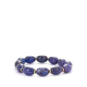 Lapis Lazuli Stretchable Bracelet in Gold Tone Sterling Silver 150.50cts