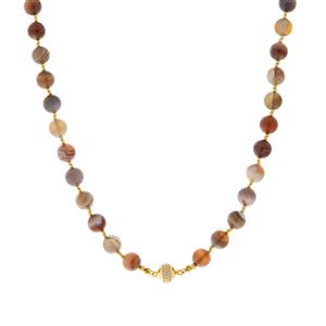 Bobonong Botswana Agate & White Zircon Gold Tone Sterling Silver Necklace 150.05cts