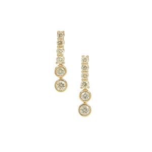 1/2ct Natural Canary SI Diamonds 9K Gold Earrings