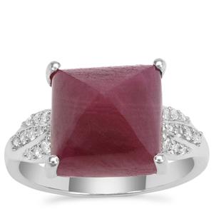 Bharat Ruby Ring with White Zircon in Sterling Silver 13.20cts
