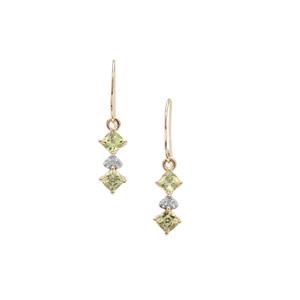 Mali Garnet & Diamond 9K Gold Earrings ATGW 1.05cts