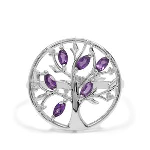Zambian Amethyst Ring with White Zircon in Sterling Silver 0.50ct