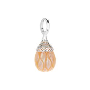 Freshwater Cultured Carved Pearl Sterling Silver Carved Pendant (10x9mm)