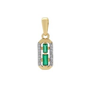 Panjshir Emerald & White Zircon 9K Gold Tomas Rae Pendant ATGW 0.50cts
