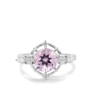 Moroccan Amethyst & White Zircon Sterling Silver Ring ATGW 2.13cts