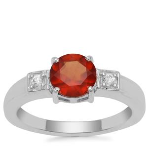 Gooseberry Grossular Garnet Ring with White Zircon in Sterling Silver 1.59cts