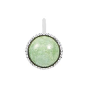 Type A Moss-in-Snow Burmese Jadeite 12.06ct Sterling Silver Pendant