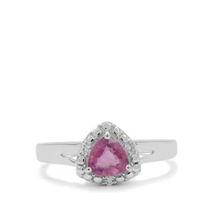 Ilakaka Hot Pink Sapphire & White Zircon Sterling Silver Ring ATGW 1.10cts (F)