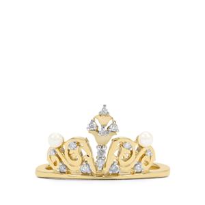 The Tiara White Pearl & Diamond 9K Gold Ring 