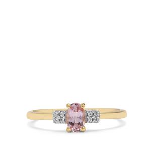 Imperial Pink Topaz & White Zircon 9K Gold Ring ATGW 0.45cts