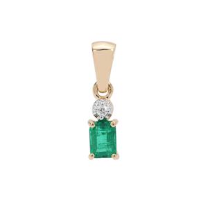 Panjshir Emerald & Diamond 18K Gold Tomas Rae Pendant MTGW 0.45ct
