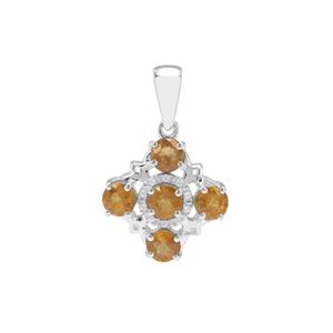 Morafeno Sphene Pendant with White Zircon in Sterling Silver 2.03cts