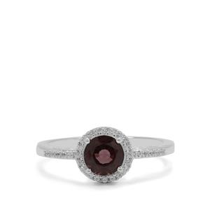 Burmese Purple Spinel & White Zircon Sterling Silver Ring ATGW 1.24cts